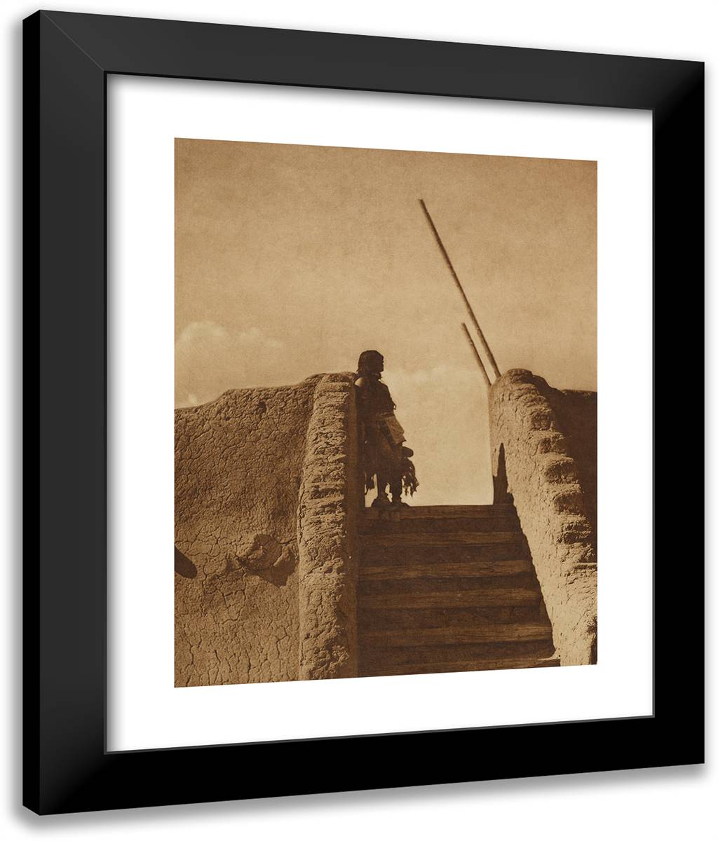 The Kiva Stairs - San Ildefonso 20x24 Black Modern Wood Framed Art Print Poster by Curtis, Edward S.