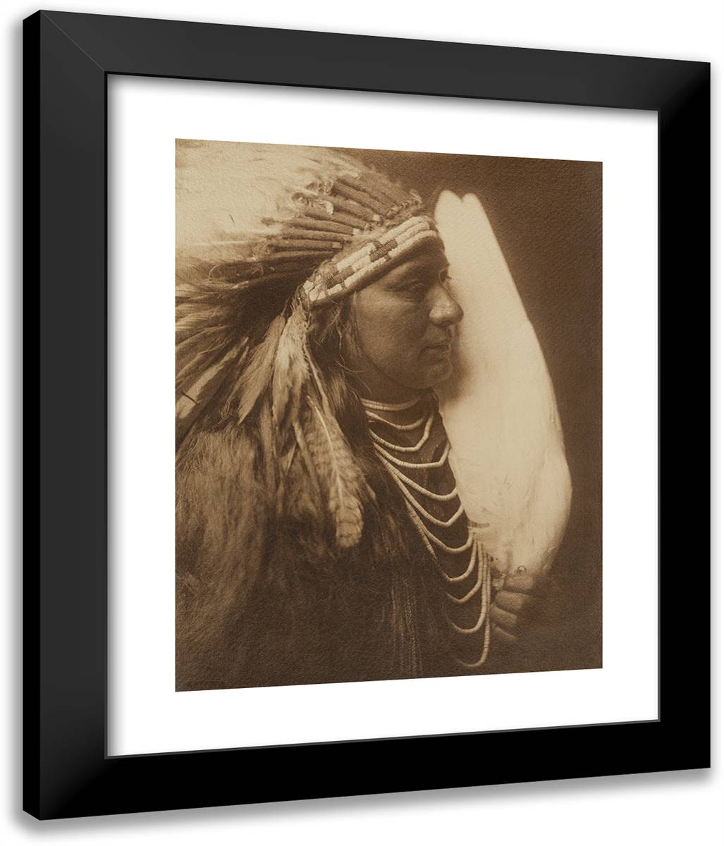 Three Feathers - a Nez Perce Indian 20x24 Black Modern Wood Framed Art Print Poster by Curtis, Edward S.