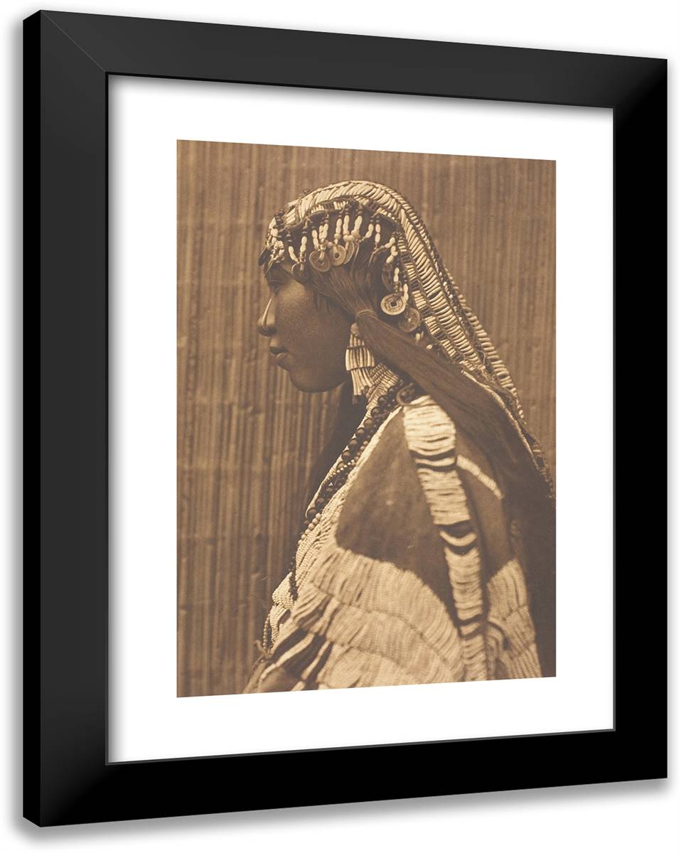Wishham Girl, Profile 19x24 Black Modern Wood Framed Art Print Poster by Curtis, Edward S.
