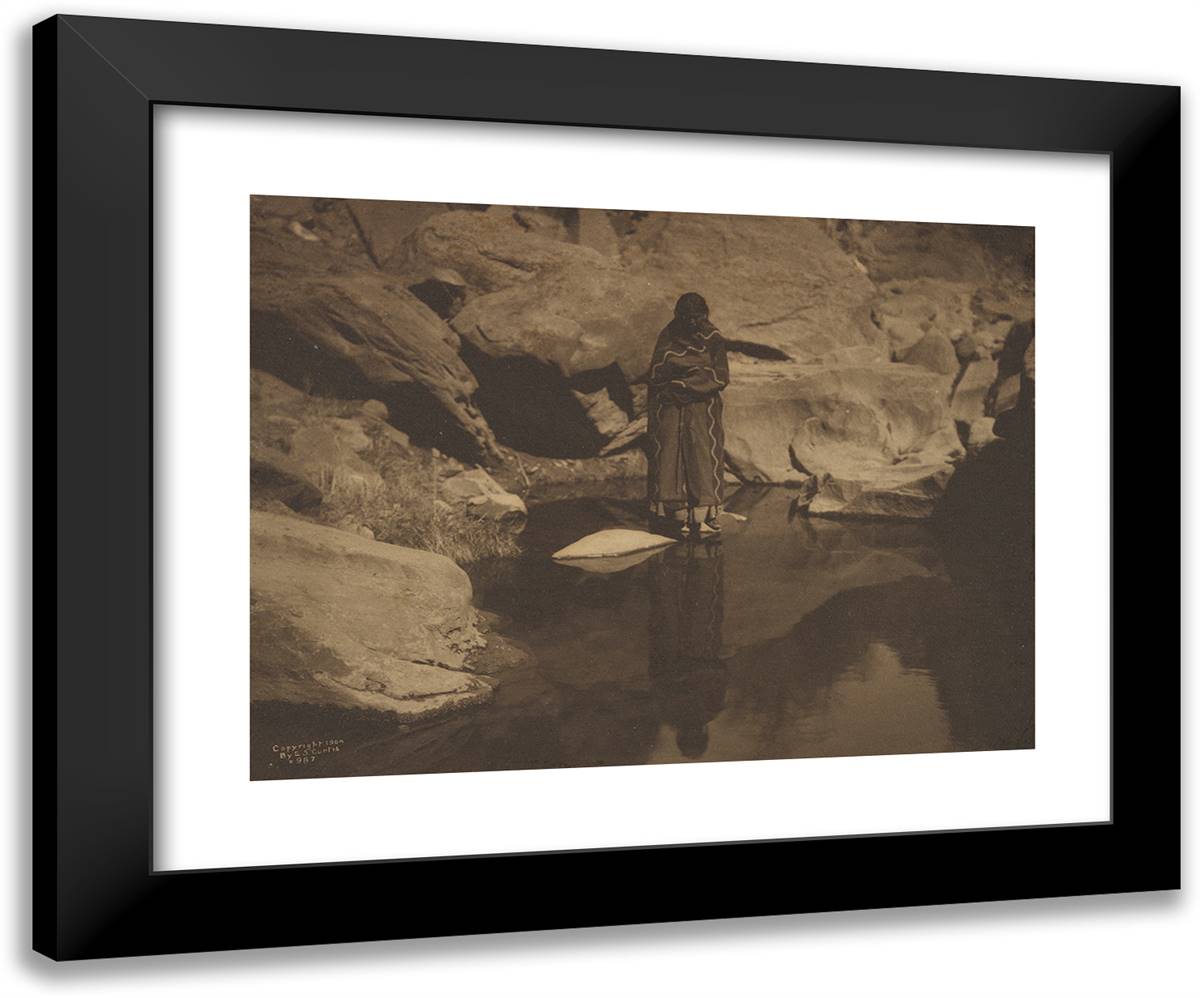 Woman Standing in Water 24x20 Black Modern Wood Framed Art Print Poster by Curtis, Edward S.