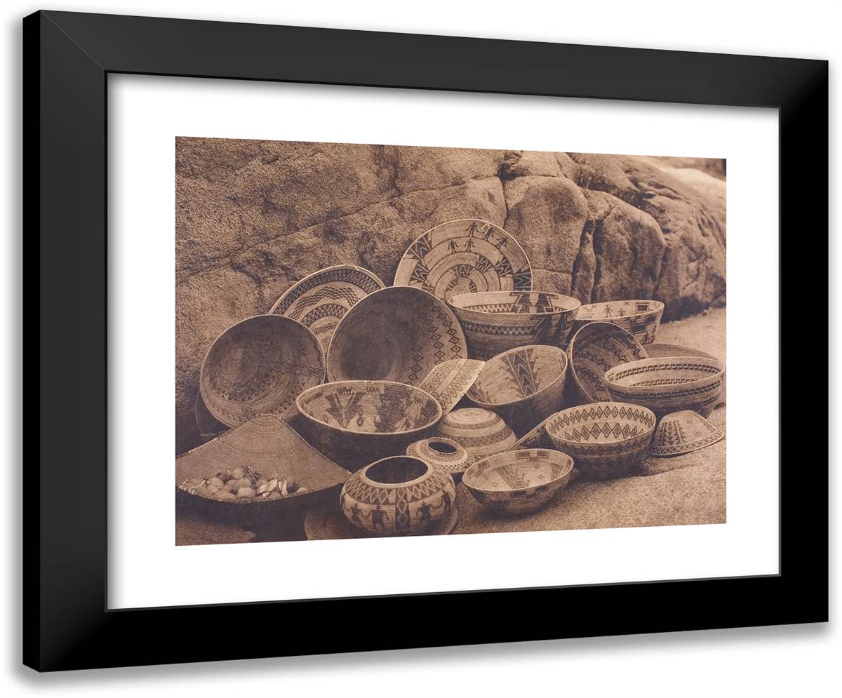 Yokuts Basketry Designs-A 24x20 Black Modern Wood Framed Art Print Poster by Curtis, Edward S.