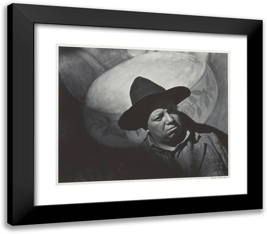 Diego Rivera [In Front of a Painted Pot] 23x20 Black Modern Wood Framed Art Print Poster by Weston, Edward
