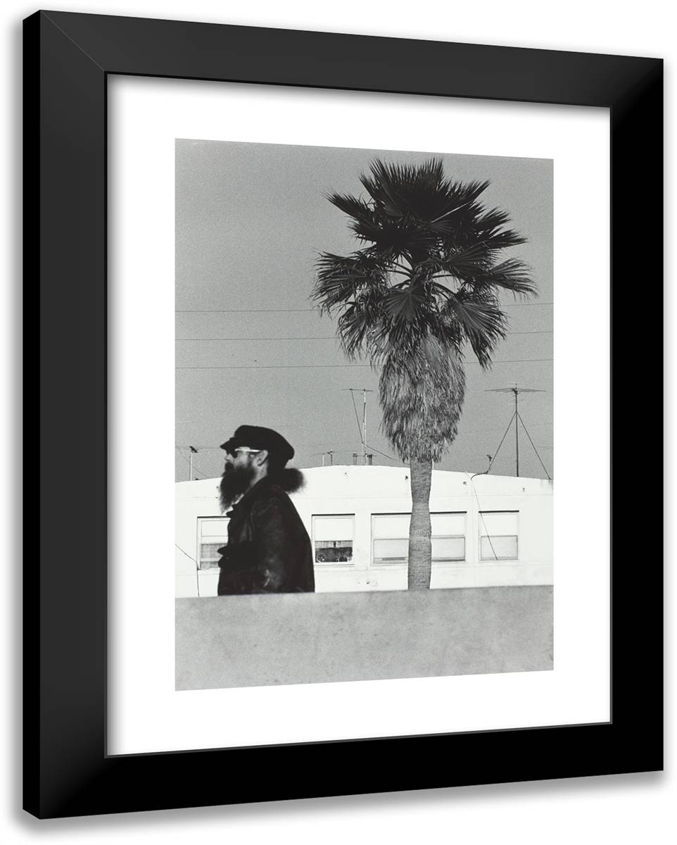 Bearded Man with Tree, Venice, U.S.A. 19x24 Black Modern Wood Framed Art Print Poster by Erwitt, Elliot