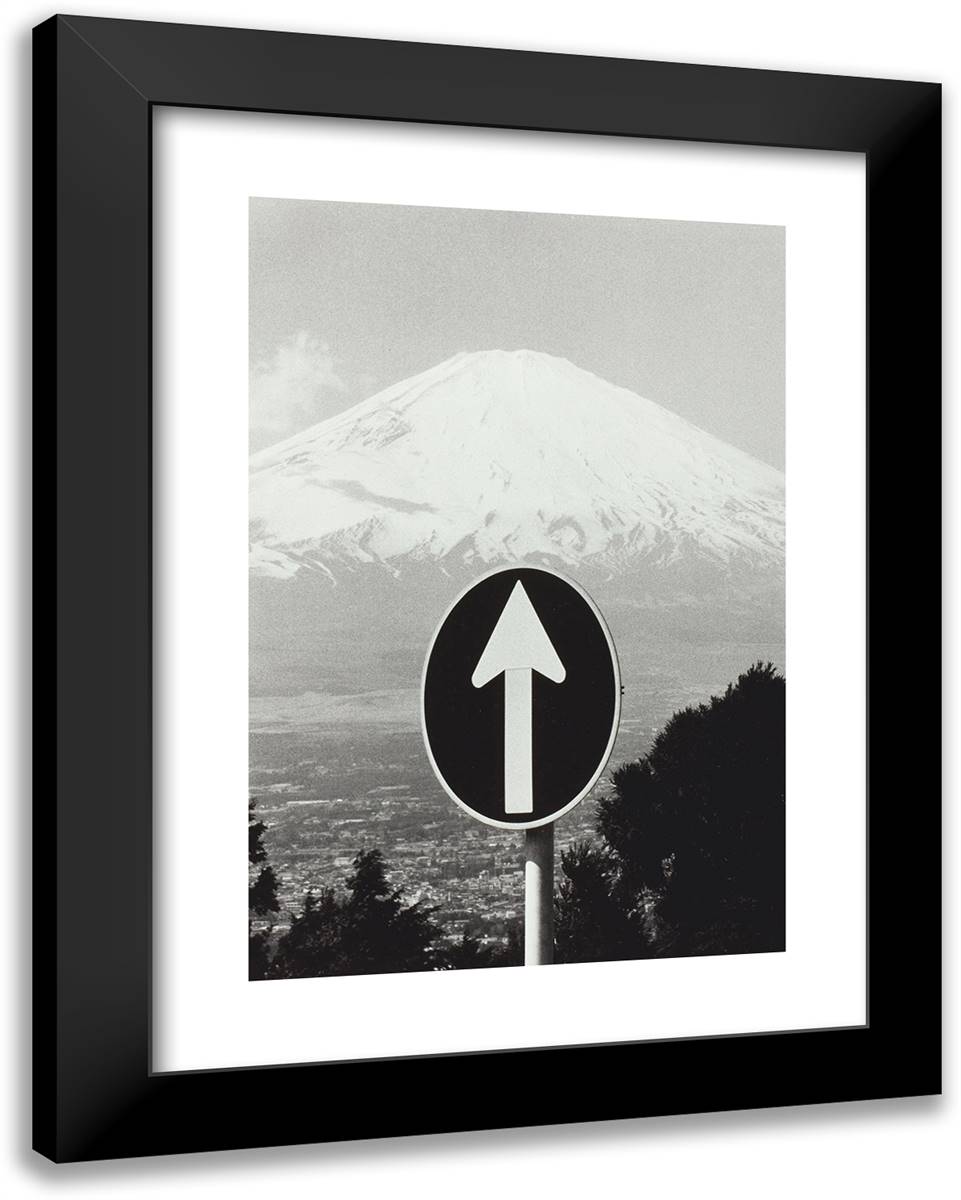 Mt. Fuji and Sign 19x24 Black Modern Wood Framed Art Print Poster by Erwitt, Elliot