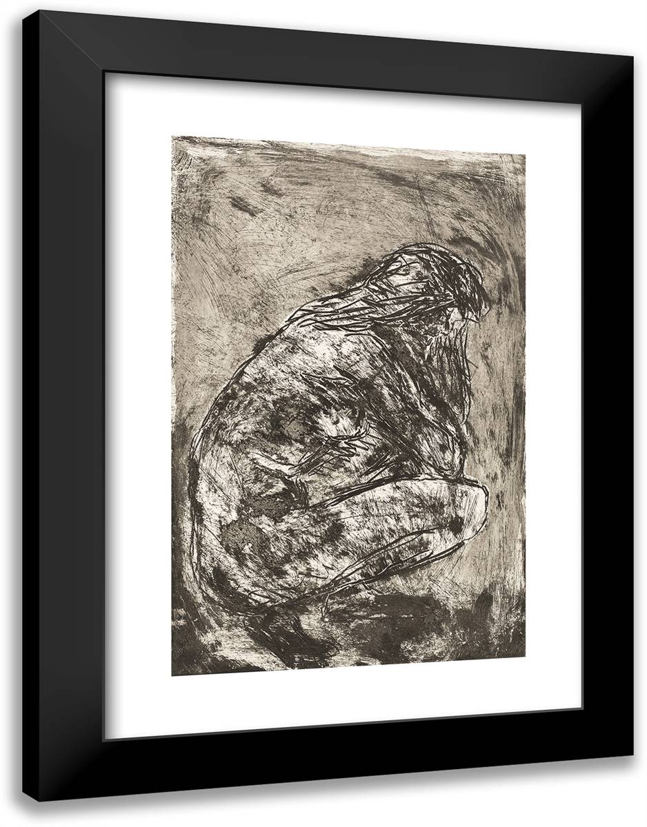 Crouching Woman 18x24 Black Modern Wood Framed Art Print Poster by Nolde, Emil