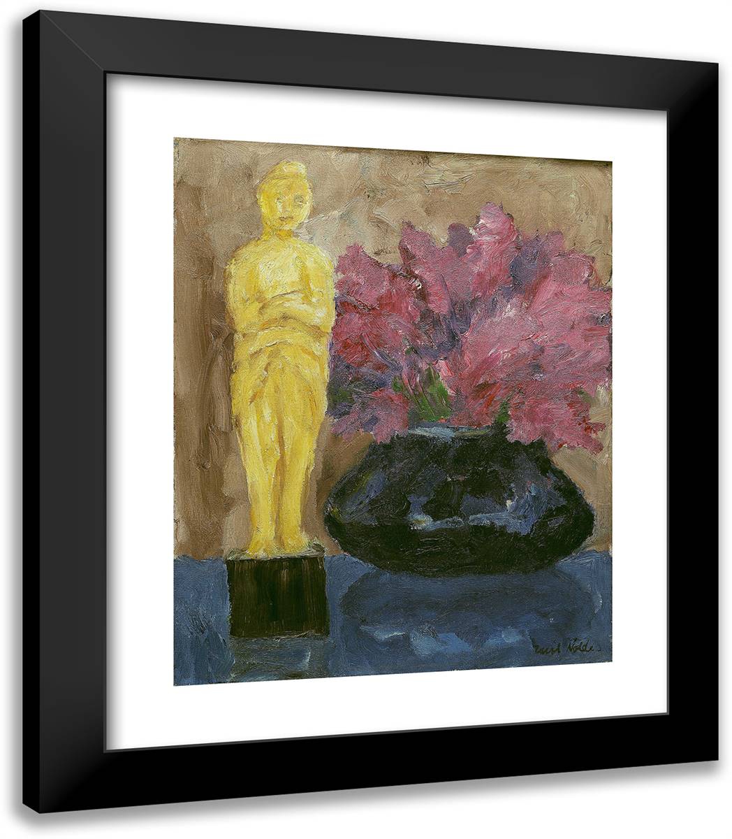 Figure and Flowers 20x23 Black Modern Wood Framed Art Print Poster by Nolde, Emil