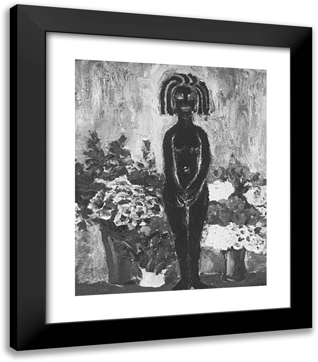 Figure with Flowers 20x23 Black Modern Wood Framed Art Print Poster by Nolde, Emil