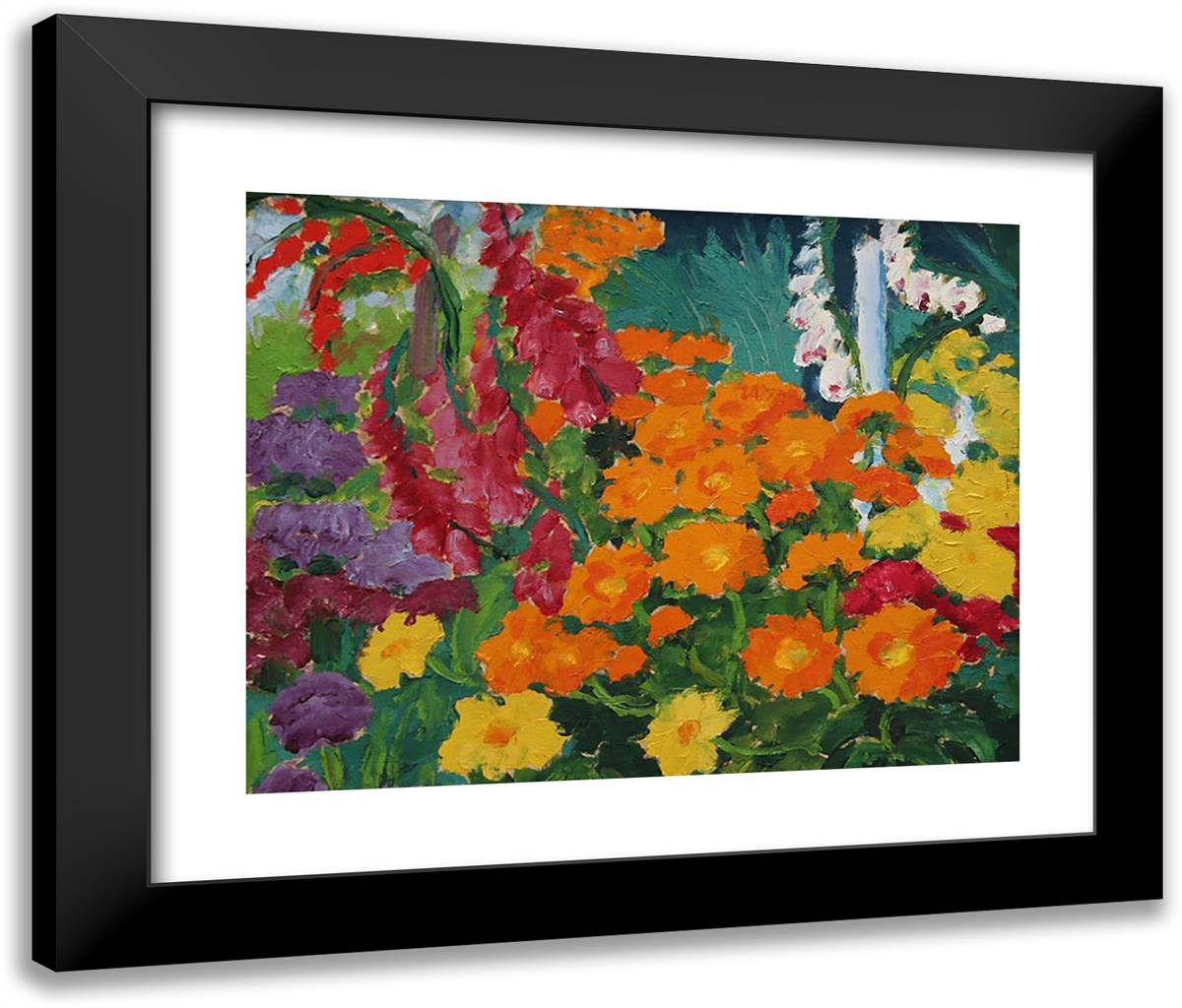Flower Garden (Marigolds) 24x20 Black Modern Wood Framed Art Print Poster by Nolde, Emil