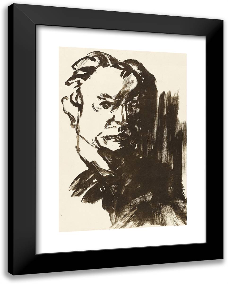 Head of a Man 19x24 Black Modern Wood Framed Art Print Poster by Nolde, Emil