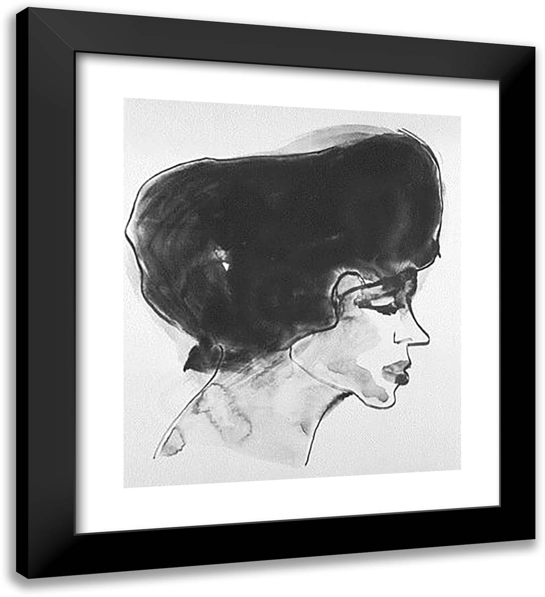 Head of Spanish Woman 20x22 Black Modern Wood Framed Art Print Poster by Nolde, Emil