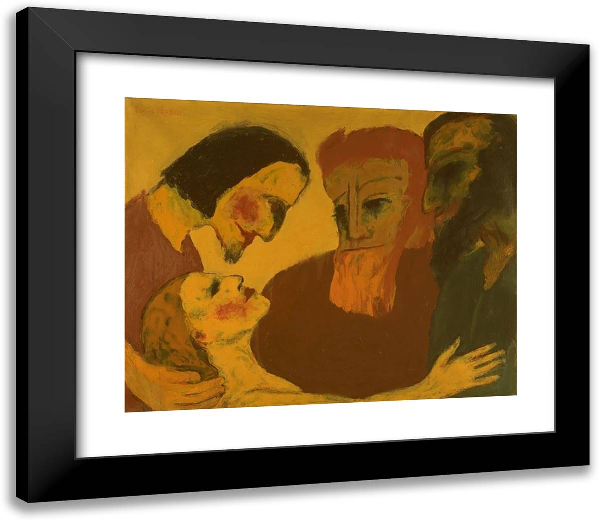 Jesus Christ and the Sinner 23x20 Black Modern Wood Framed Art Print Poster by Nolde, Emil