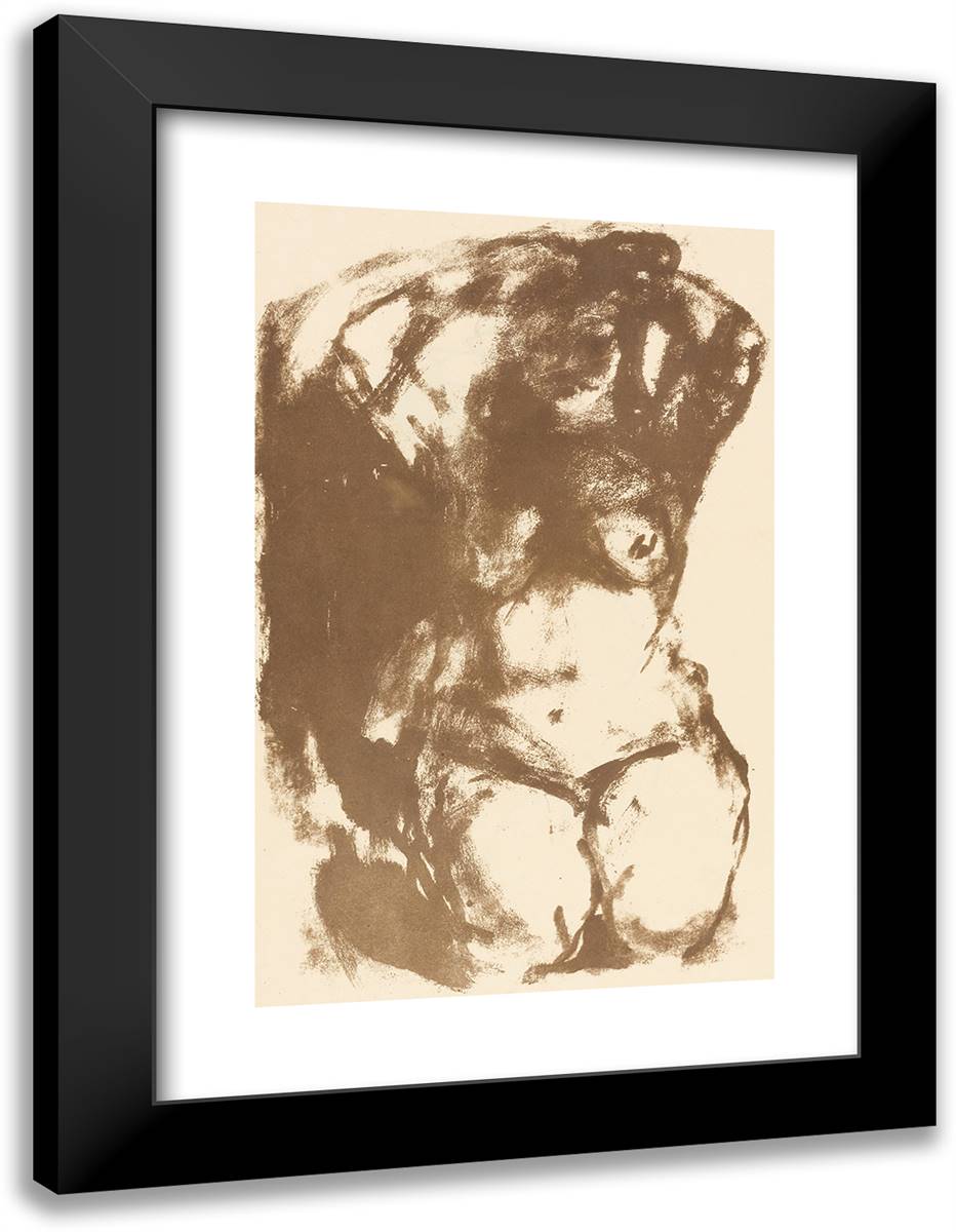 Kneeling Woman 18x24 Black Modern Wood Framed Art Print Poster by Nolde, Emil