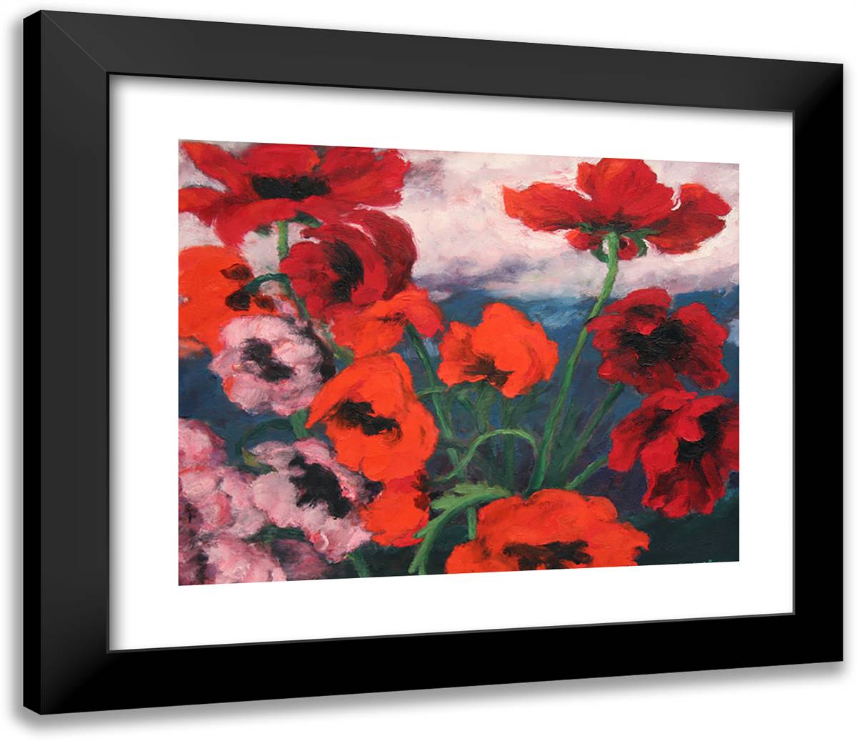 Large Poppies 23x20 Black Modern Wood Framed Art Print Poster by Nolde, Emil