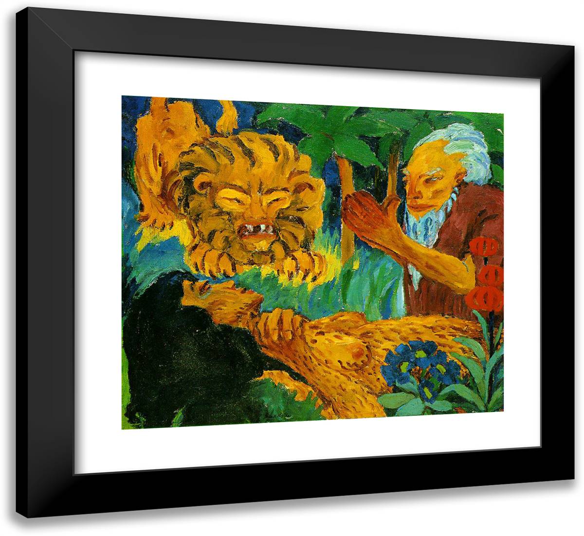 Legend- Saint Mary of Egypt - Death in the Desert 22x20 Black Modern Wood Framed Art Print Poster by Nolde, Emil