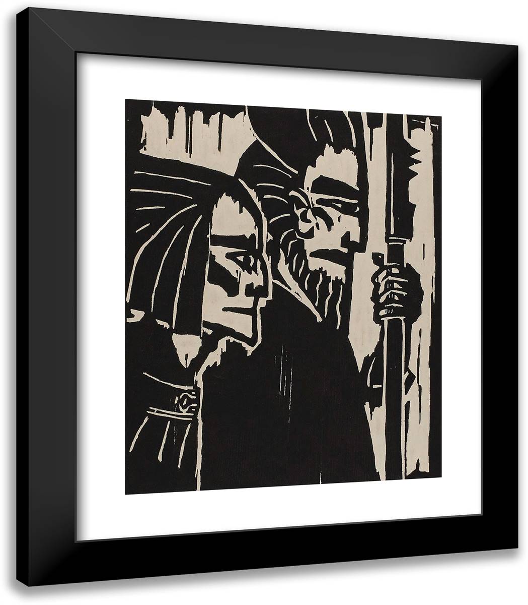 Marching Warriors 20x23 Black Modern Wood Framed Art Print Poster by Nolde, Emil