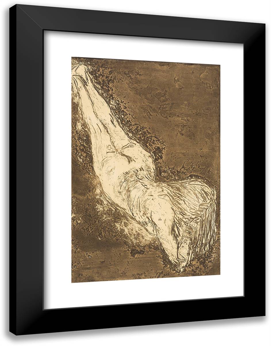 Nude, Diagonally 18x24 Black Modern Wood Framed Art Print Poster by Nolde, Emil