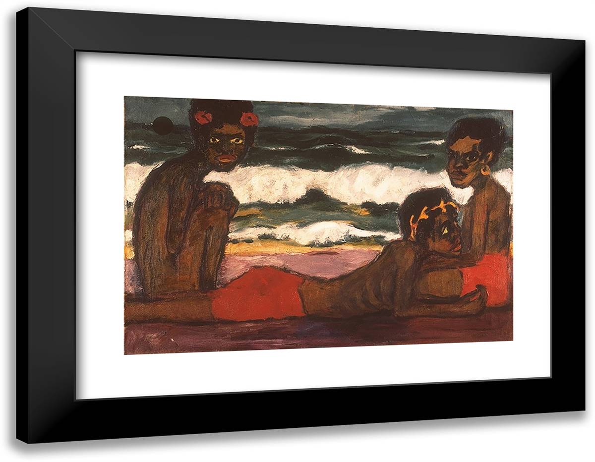 Papuan Youth 24x19 Black Modern Wood Framed Art Print Poster by Nolde, Emil