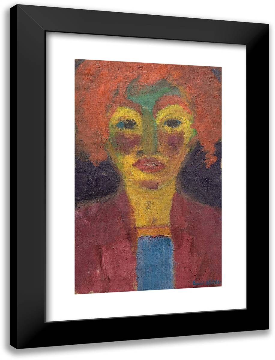Red-Haired Girl 18x24 Black Modern Wood Framed Art Print Poster by Nolde, Emil
