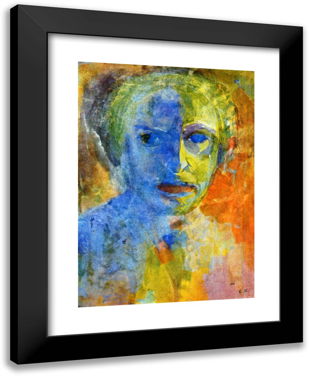 Self-Portrait II 19x24 Black Modern Wood Framed Art Print Poster by Nolde, Emil