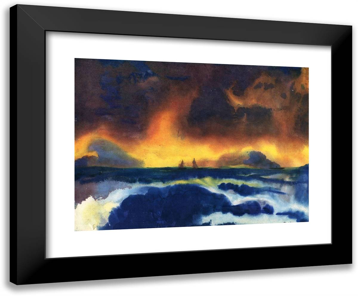 Stormy Sea 24x20 Black Modern Wood Framed Art Print Poster by Nolde, Emil