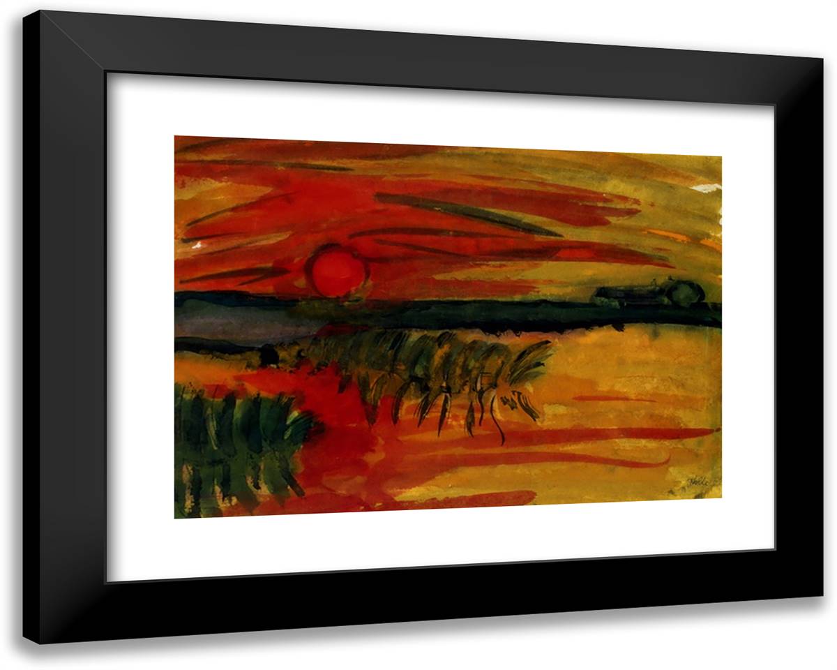 Sunset 24x19 Black Modern Wood Framed Art Print Poster by Nolde, Emil