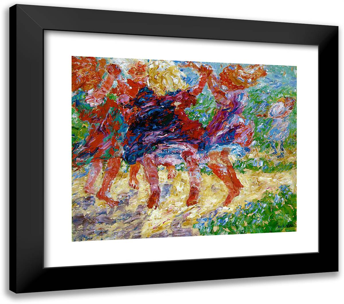 Wildly Dancing Children 23x20 Black Modern Wood Framed Art Print Poster by Nolde, Emil