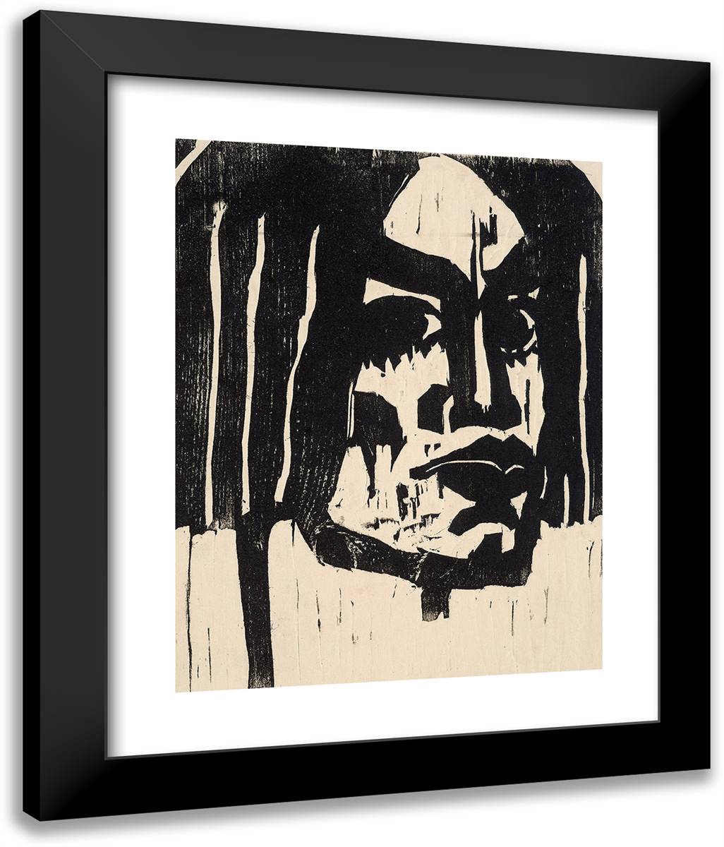 Woman's Head III 20x24 Black Modern Wood Framed Art Print Poster by Nolde, Emil