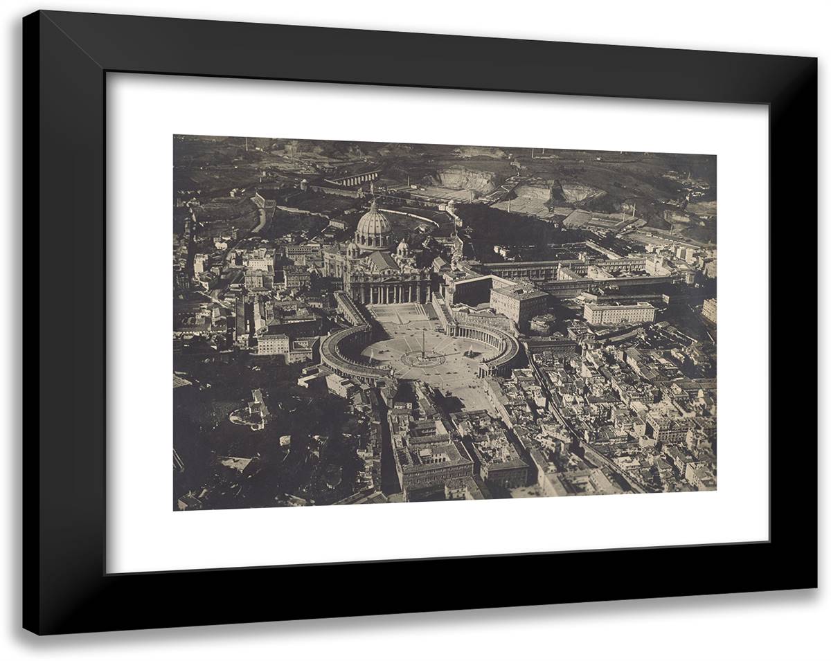 Aerial Shot of St. Peter's Basilica, the Vatican, Rome 24x19 Black Modern Wood Framed Art Print Poster by Azari, Fedele