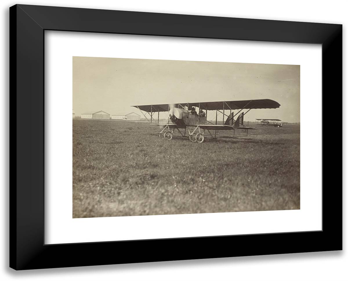 Airplane in a Field I 24x19 Black Modern Wood Framed Art Print Poster by Azari, Fedele