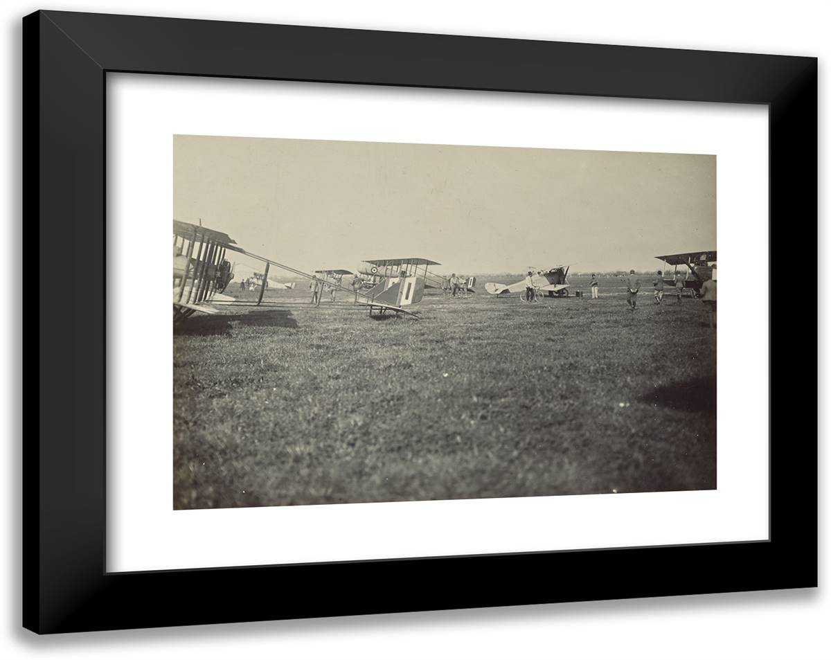 Airplanes in a Field I 24x19 Black Modern Wood Framed Art Print Poster by Azari, Fedele