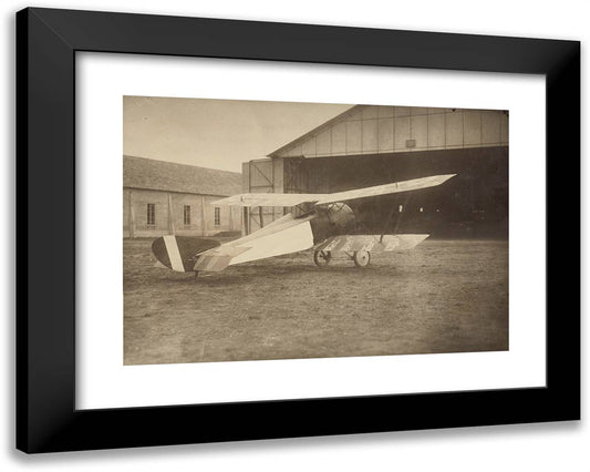 Back VIew of a Hanriot Hd 1 Airplane 24x19 Black Modern Wood Framed Art Print Poster by Azari, Fedele