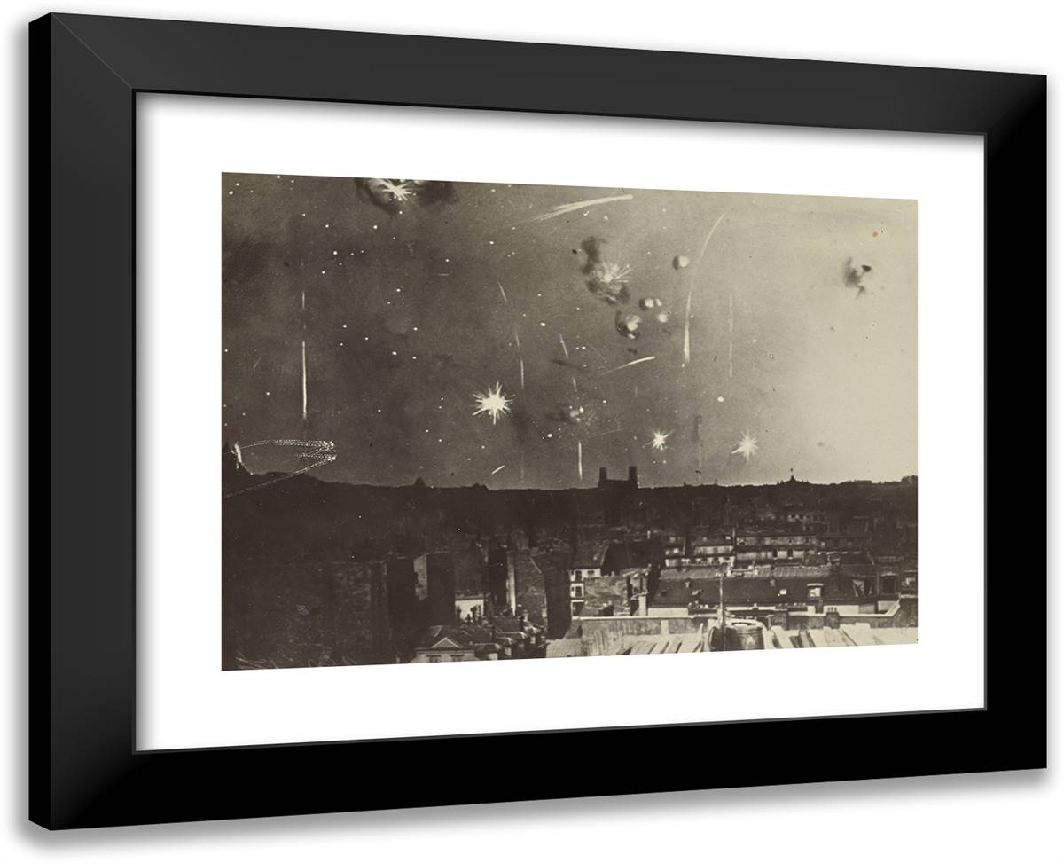 Bombs Over Low Buildings 24x19 Black Modern Wood Framed Art Print Poster by Azari, Fedele