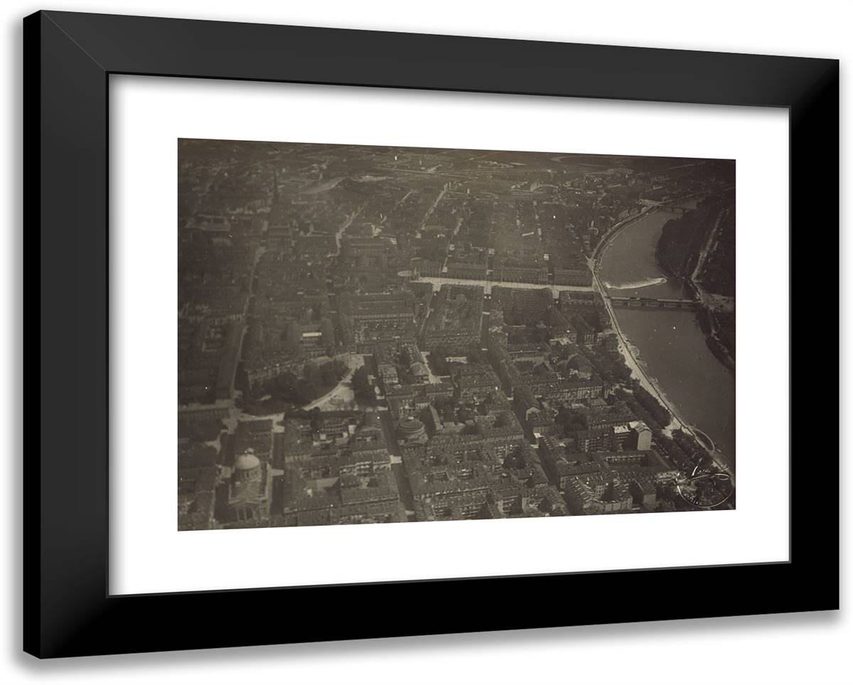 Cityscape 24x19 Black Modern Wood Framed Art Print Poster by Azari, Fedele