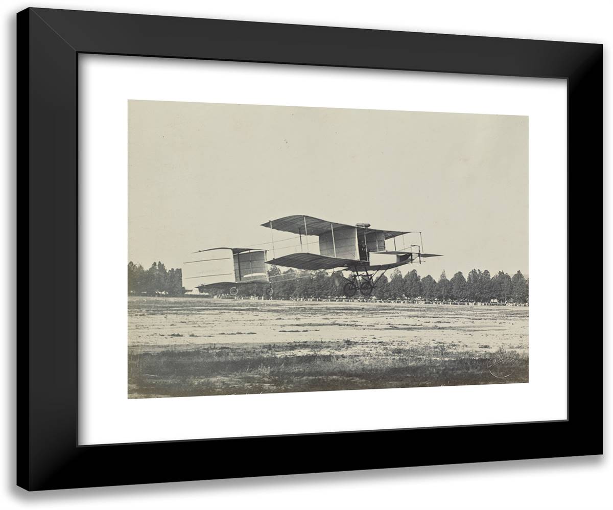 Early Airplane Prototype 24x20 Black Modern Wood Framed Art Print Poster by Azari, Fedele