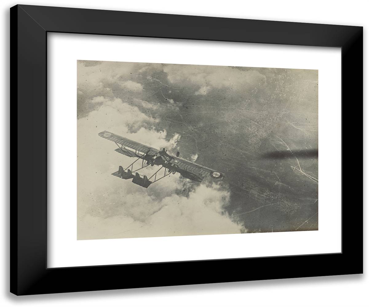 Flying Airplane I 24x20 Black Modern Wood Framed Art Print Poster by Azari, Fedele