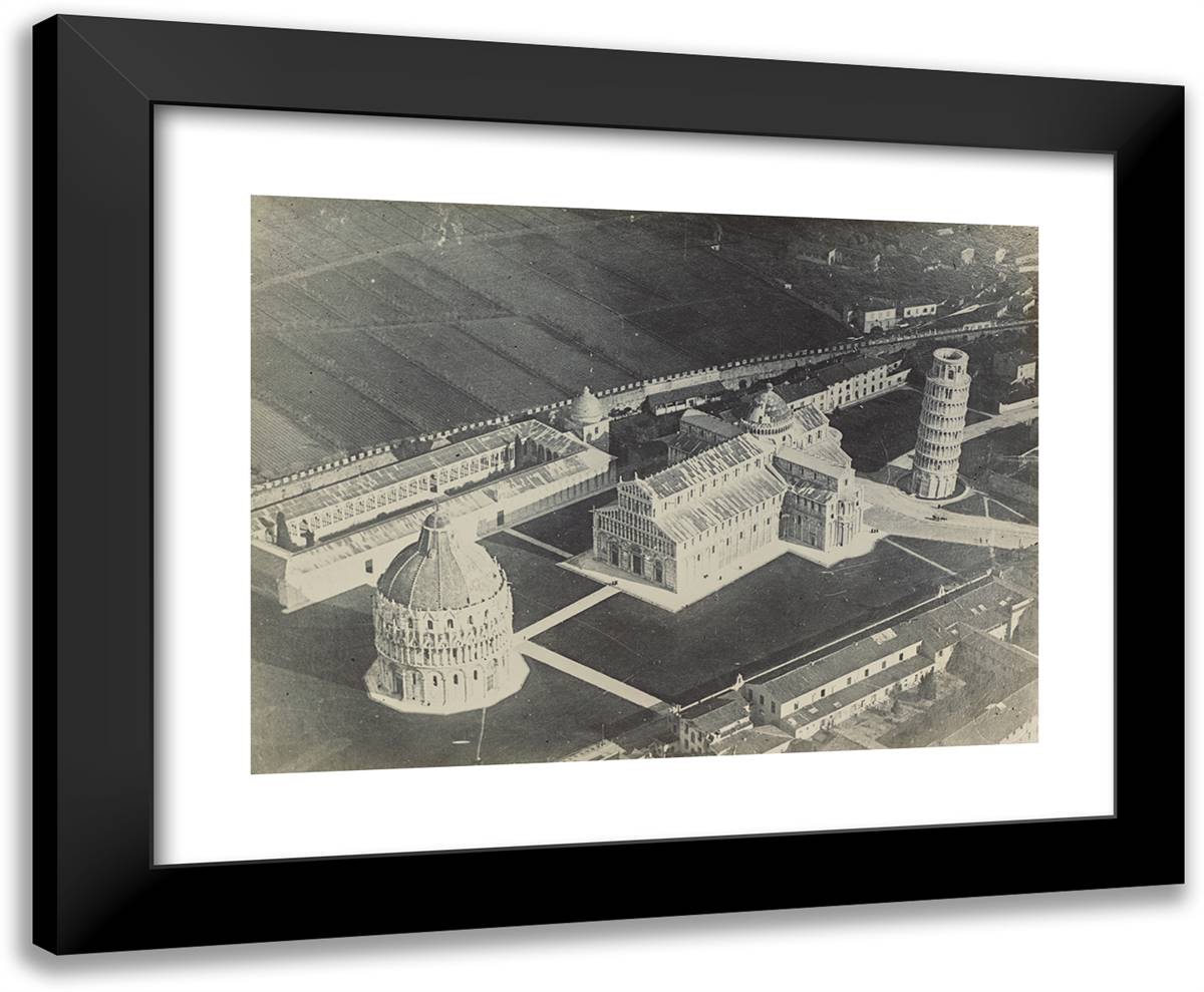 Pisa Bapistry, Duomo, and Leaning Tower 24x20 Black Modern Wood Framed Art Print Poster by Azari, Fedele