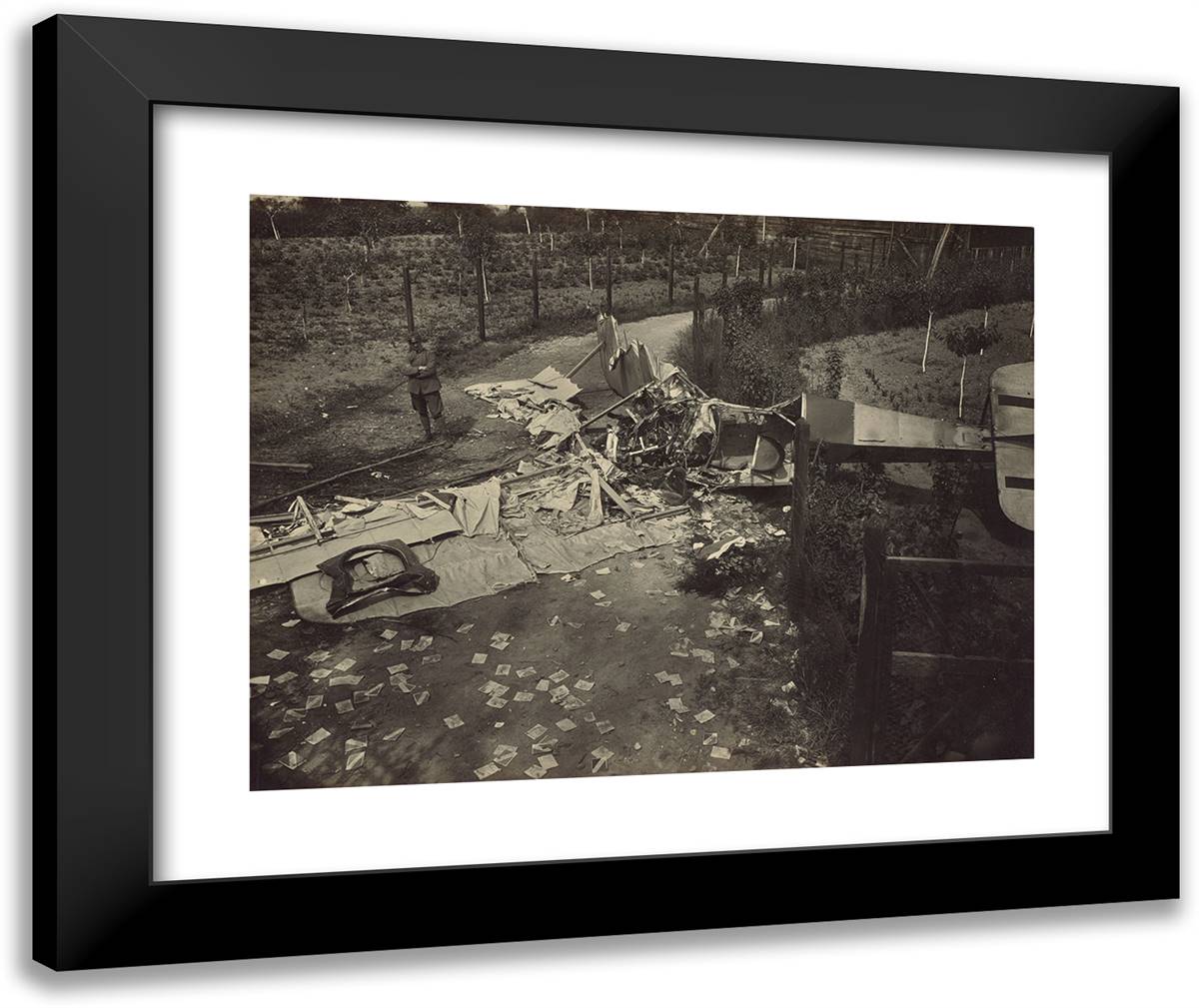 Plane Crash 24x20 Black Modern Wood Framed Art Print Poster by Azari, Fedele
