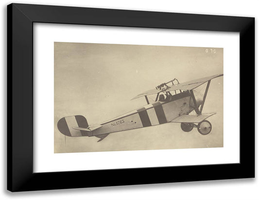 Profile of a Flying Nieuport 17 Airplane 24x19 Black Modern Wood Framed Art Print Poster by Azari, Fedele