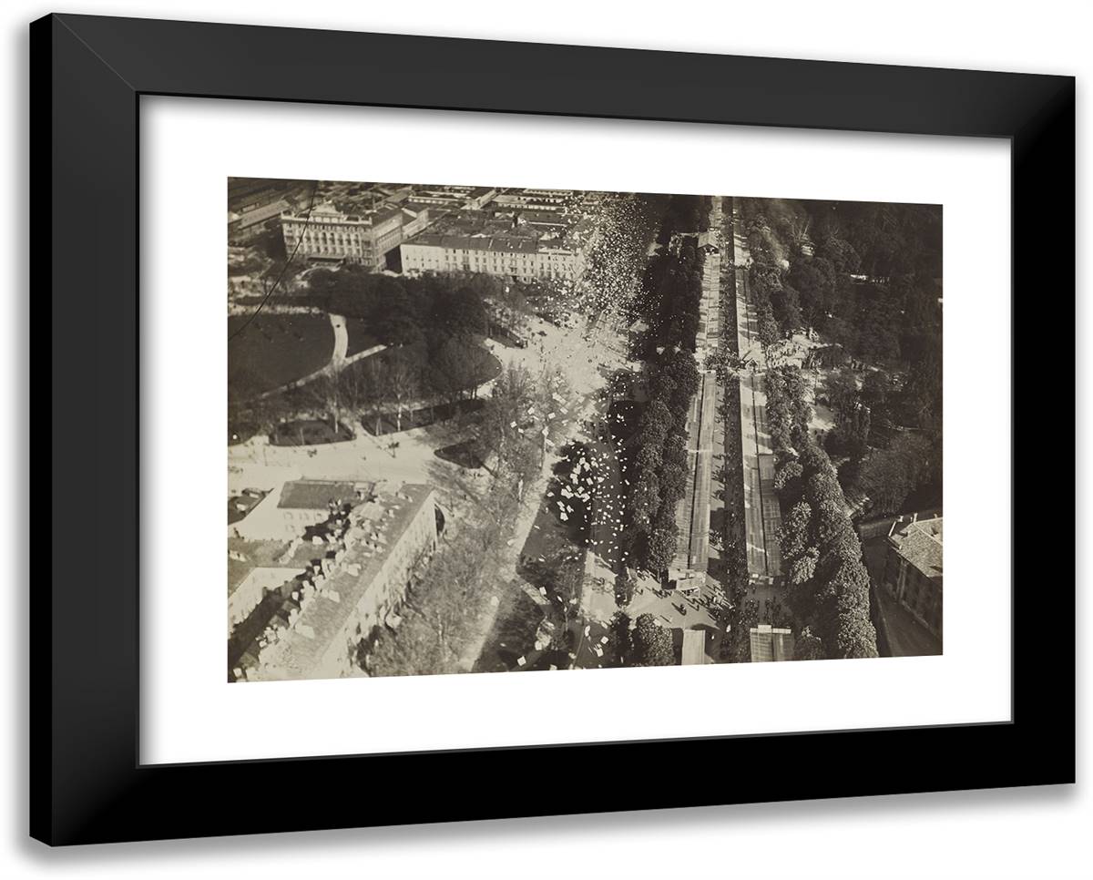 Propaganda Leaflet Drop 24x19 Black Modern Wood Framed Art Print Poster by Azari, Fedele