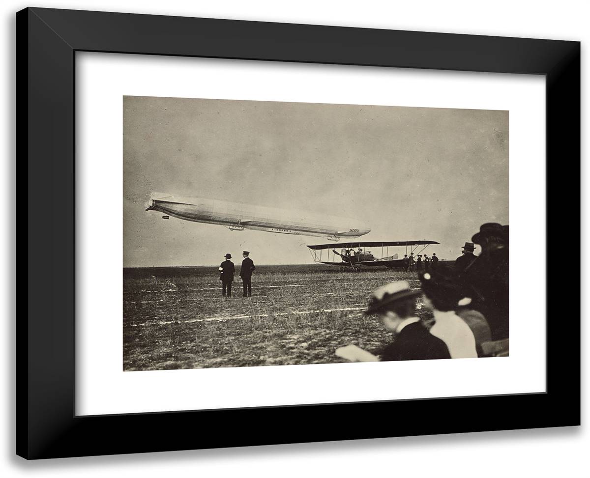 Sachsen Rigid Airship 24x19 Black Modern Wood Framed Art Print Poster by Azari, Fedele