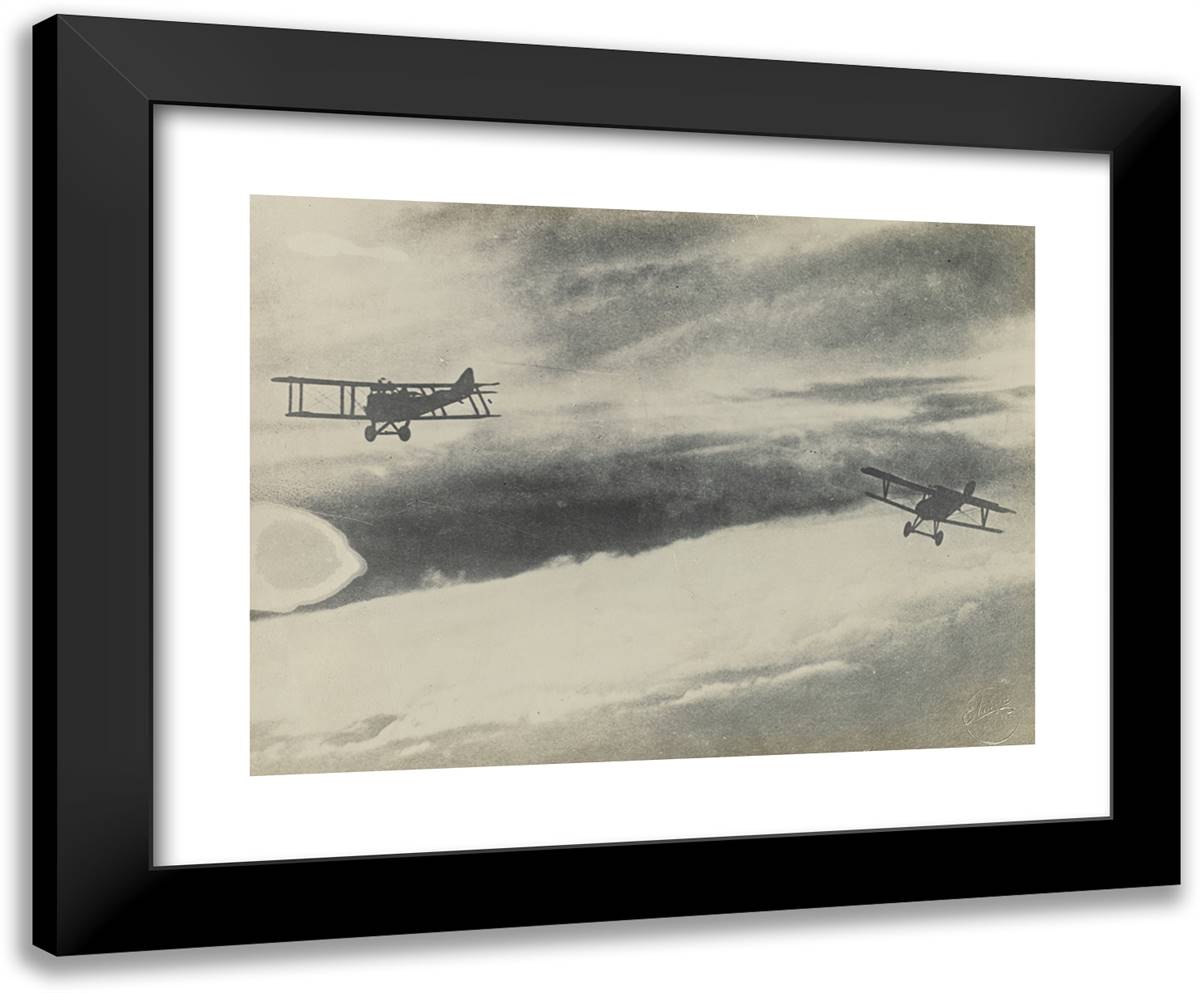 Two Airplanes III 24x20 Black Modern Wood Framed Art Print Poster by Azari, Fedele