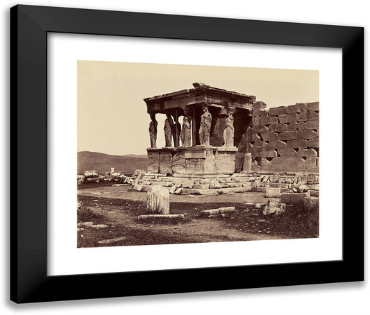 Cariatides Du Temple De L'Erechteion - Athenes 24x20 Black Modern Wood Framed Art Print Poster by Bonfils, Felix