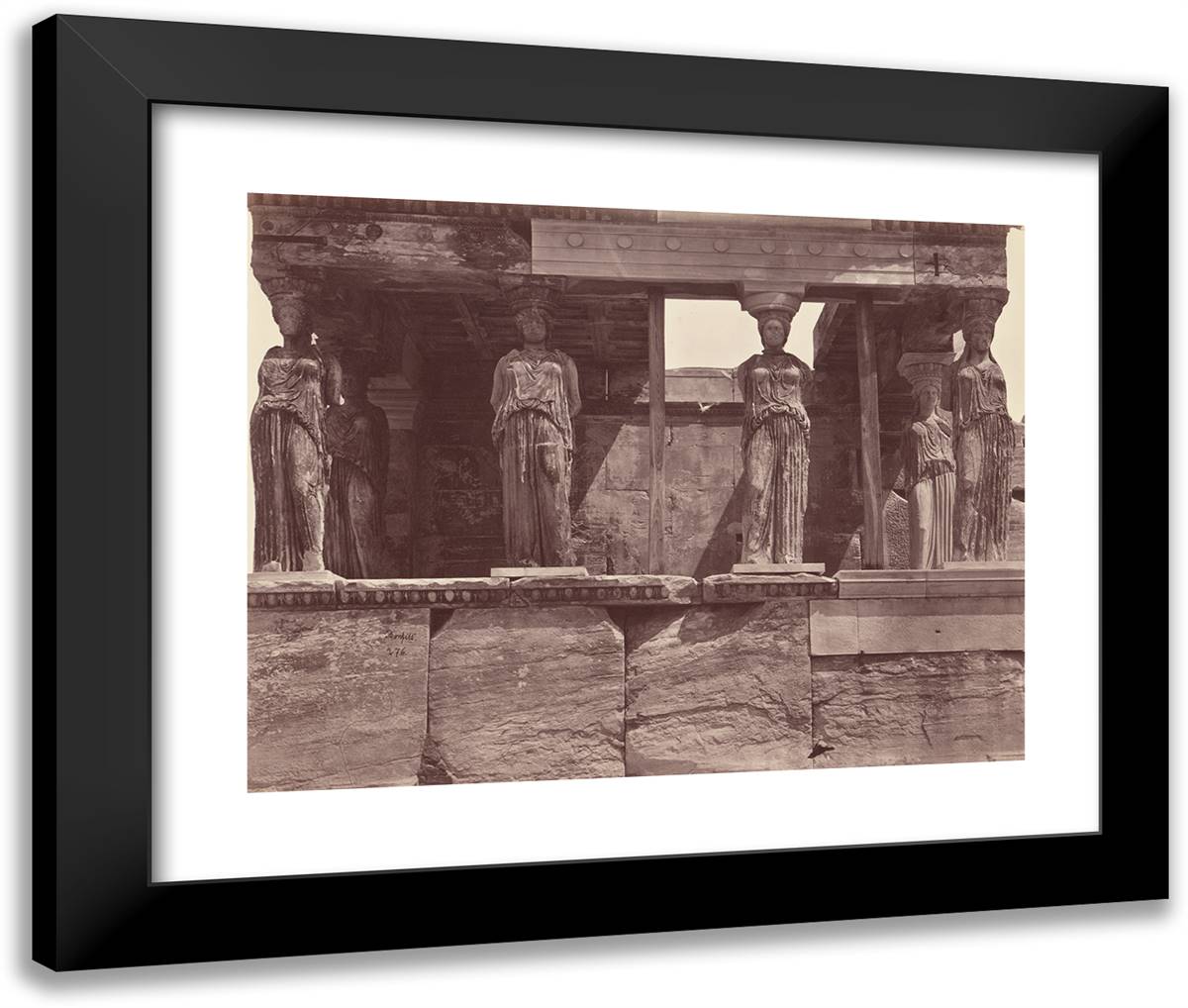 Cariatides Du Temple De L'Erechteion - Athenes I 24x20 Black Modern Wood Framed Art Print Poster by Bonfils, Felix