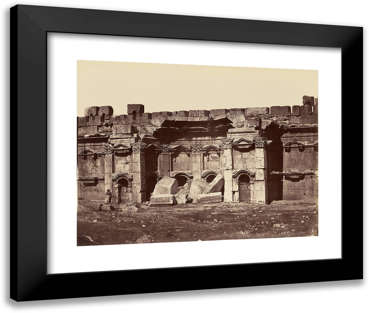 Chambres Carees, a Droite, Dans La Cour Rectangulaire - Balb 24x20 Black Modern Wood Framed Art Print Poster by Bonfils, Felix