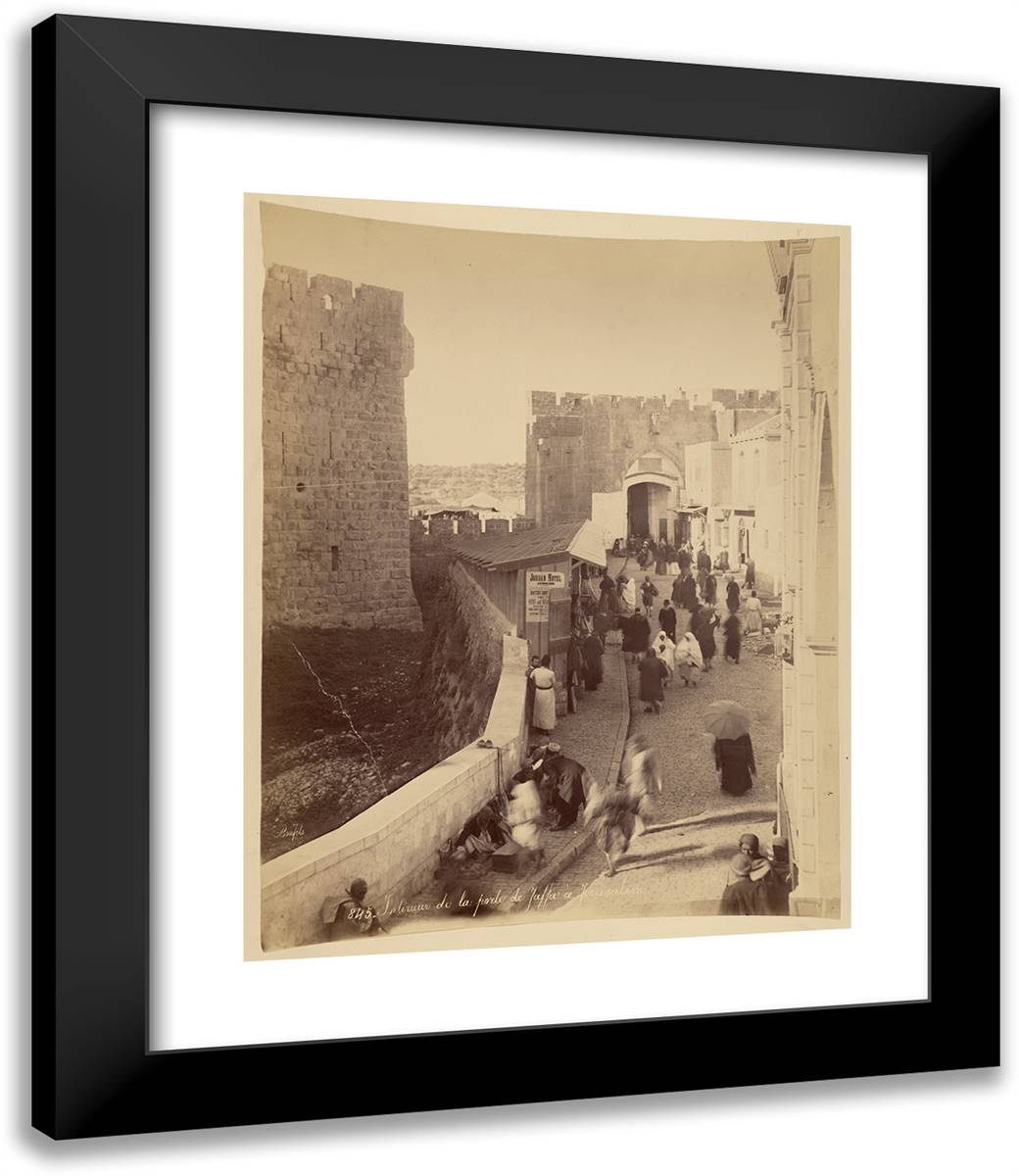 Interieur De La Porte De Jaffa a Jerusalem 20x24 Black Modern Wood Framed Art Print Poster by Bonfils, Felix