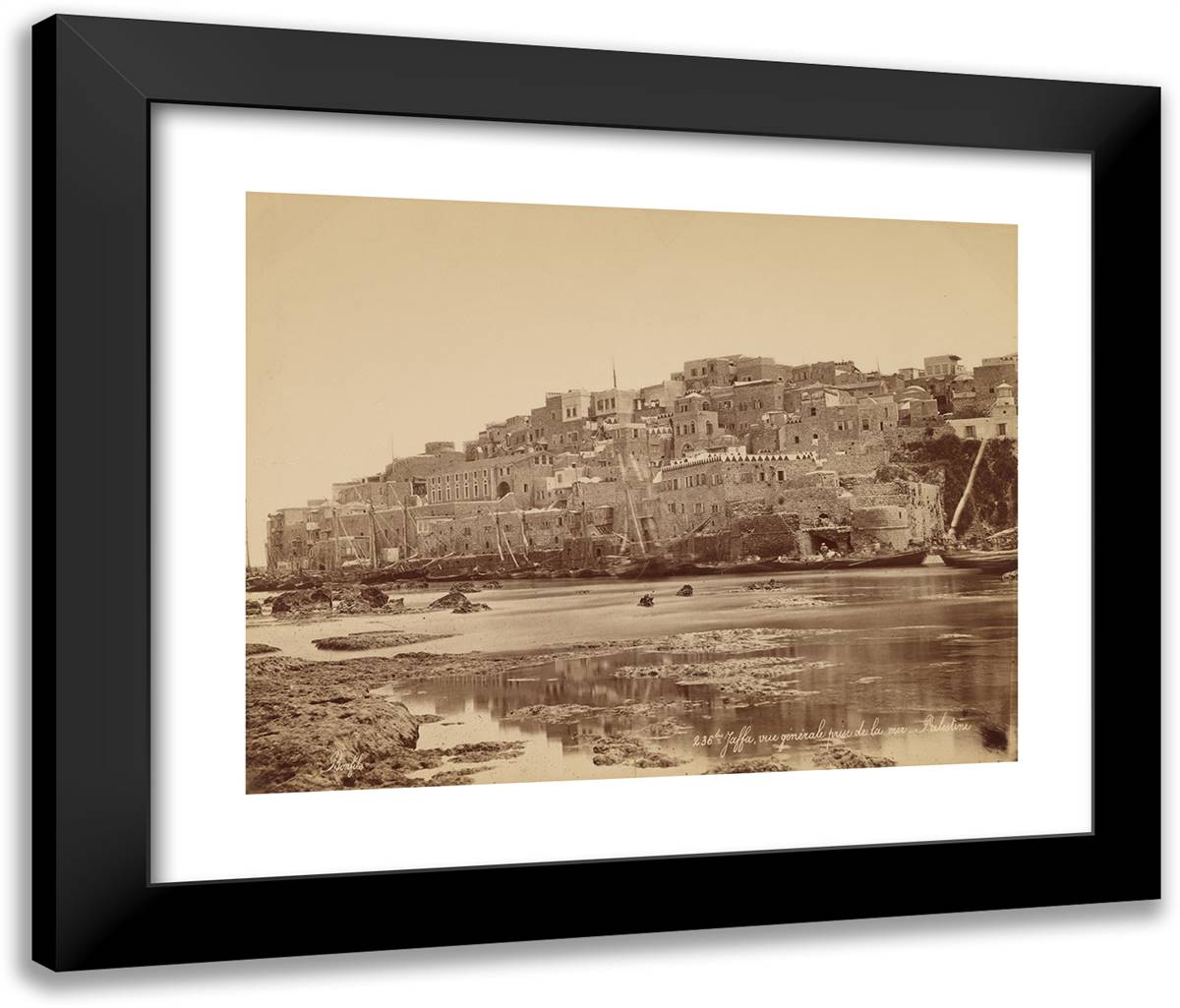 Jaffa, Vue Generale Prise De La Mer - Palestine 24x20 Black Modern Wood Framed Art Print Poster by Bonfils, Felix