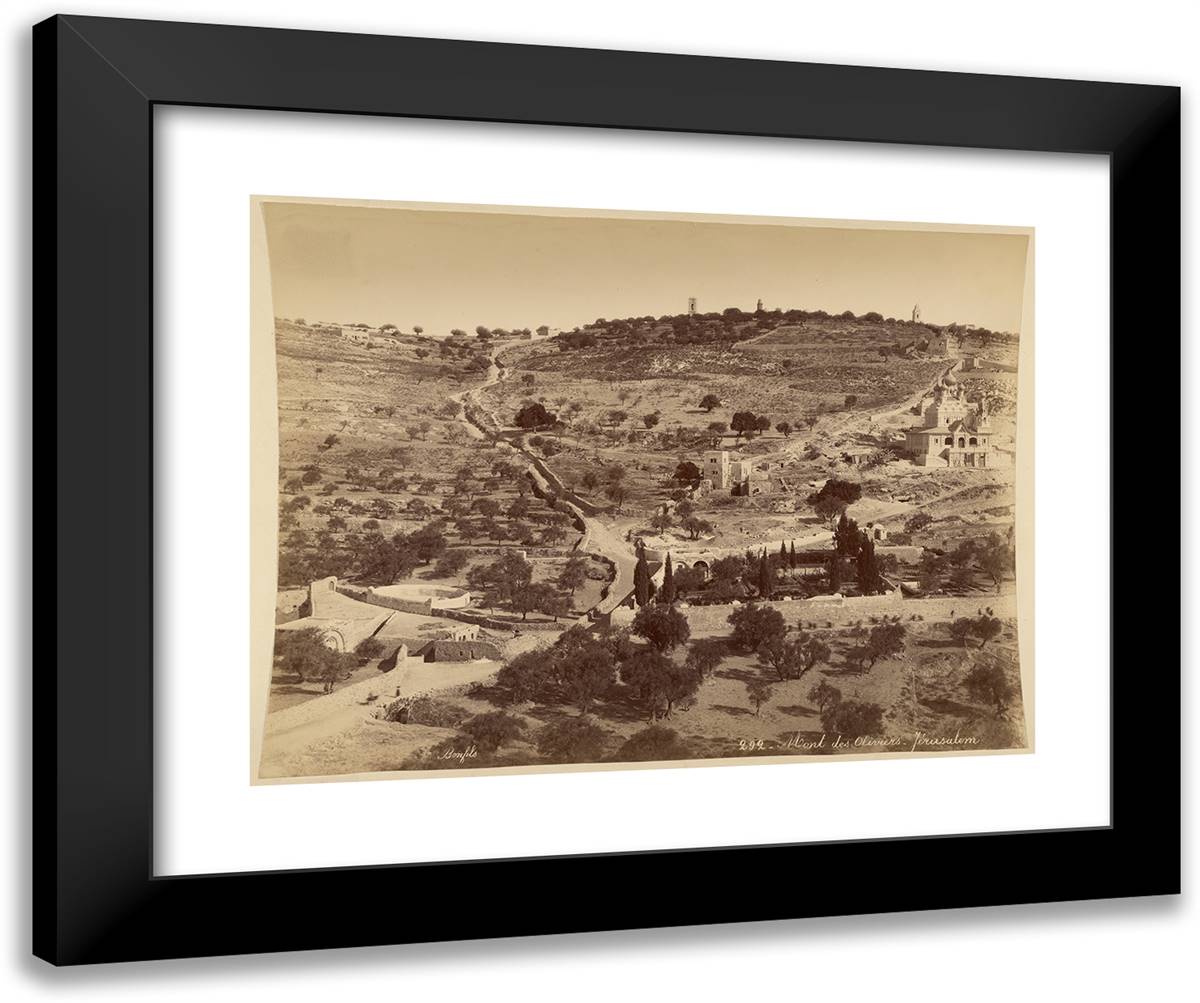 Mont Des Oliviers, Jerusalem 24x20 Black Modern Wood Framed Art Print Poster by Bonfils, Felix