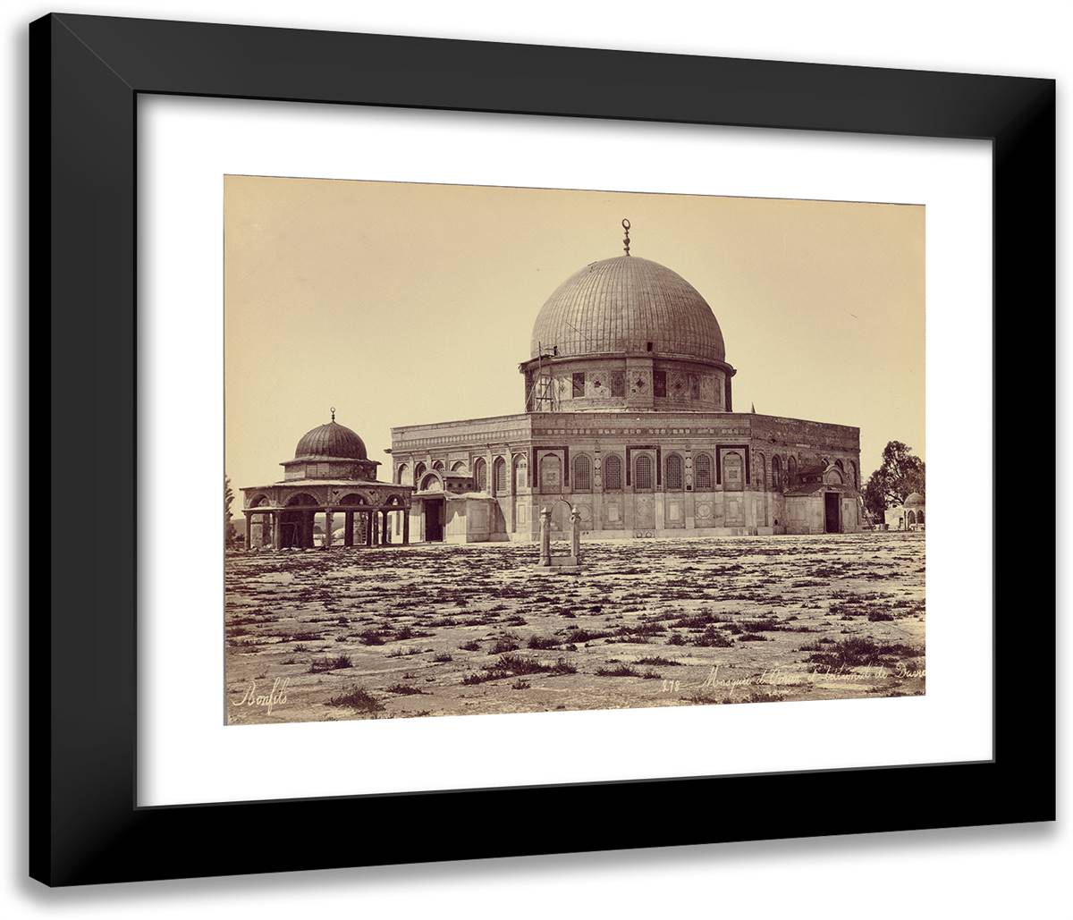 Mosque D'Omar Et Tribunal De David 23x20 Black Modern Wood Framed Art Print Poster by Bonfils, Felix
