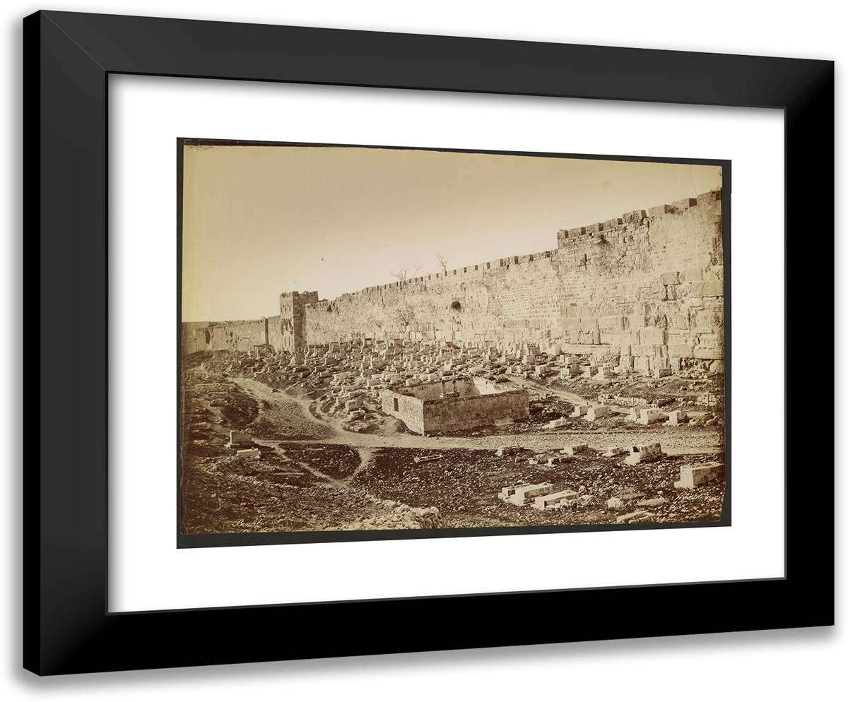 Mur Et La Porte Doue Jerusalem 24x20 Black Modern Wood Framed Art Print Poster by Bonfils, Felix