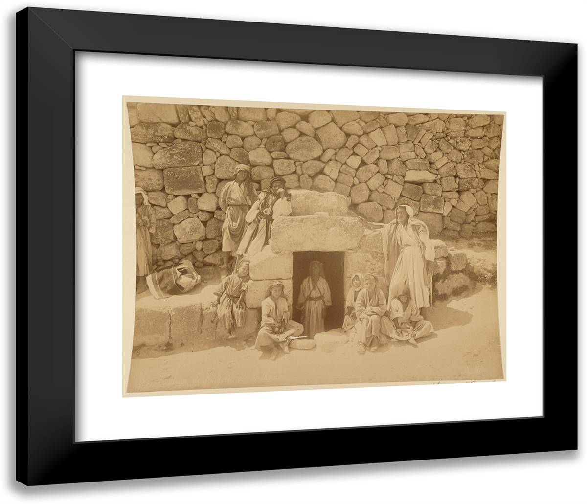 Tombeau De Lazare a Bethanie 23x20 Black Modern Wood Framed Art Print Poster by Bonfils, Felix